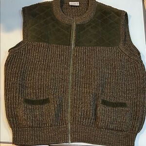 Vintage Brenire Scotland zippered wool and quilted suede Brown and Green vest